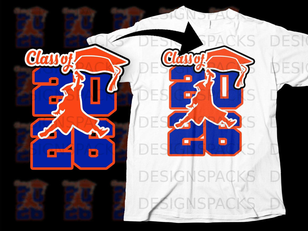 Class of 2020 design with graduation cap and diploma on a white t-shirt.