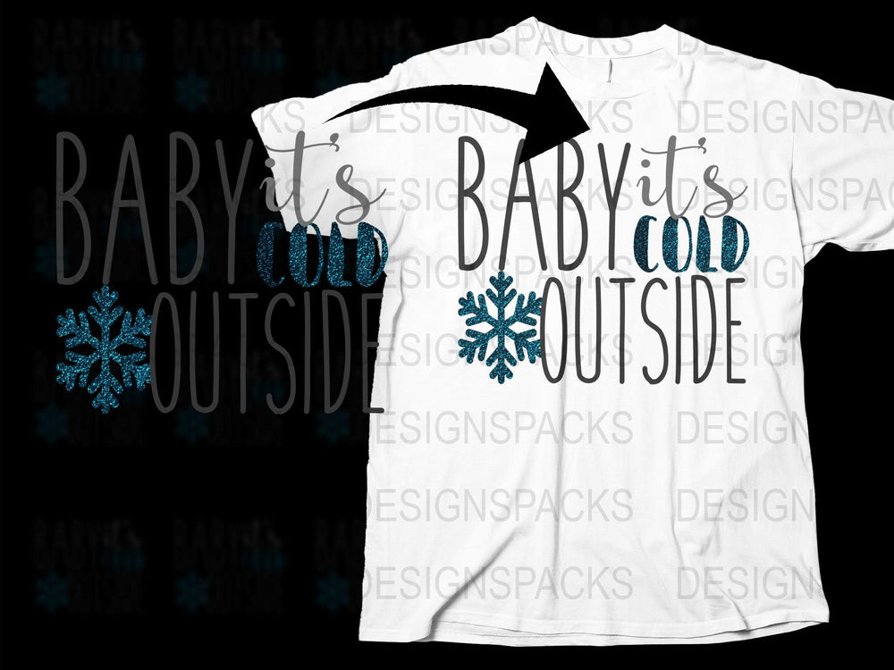Baby It's Cold Outside T-Shirt, Winter Snowflake Graphic Tee, Holiday Fashion, Unisex Christmas Clothing