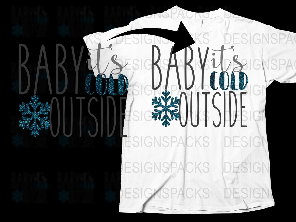 Baby It's Cold Outside T-Shirt, Winter Snowflake Graphic Tee, Holiday Fashion, Unisex Christmas Clothing