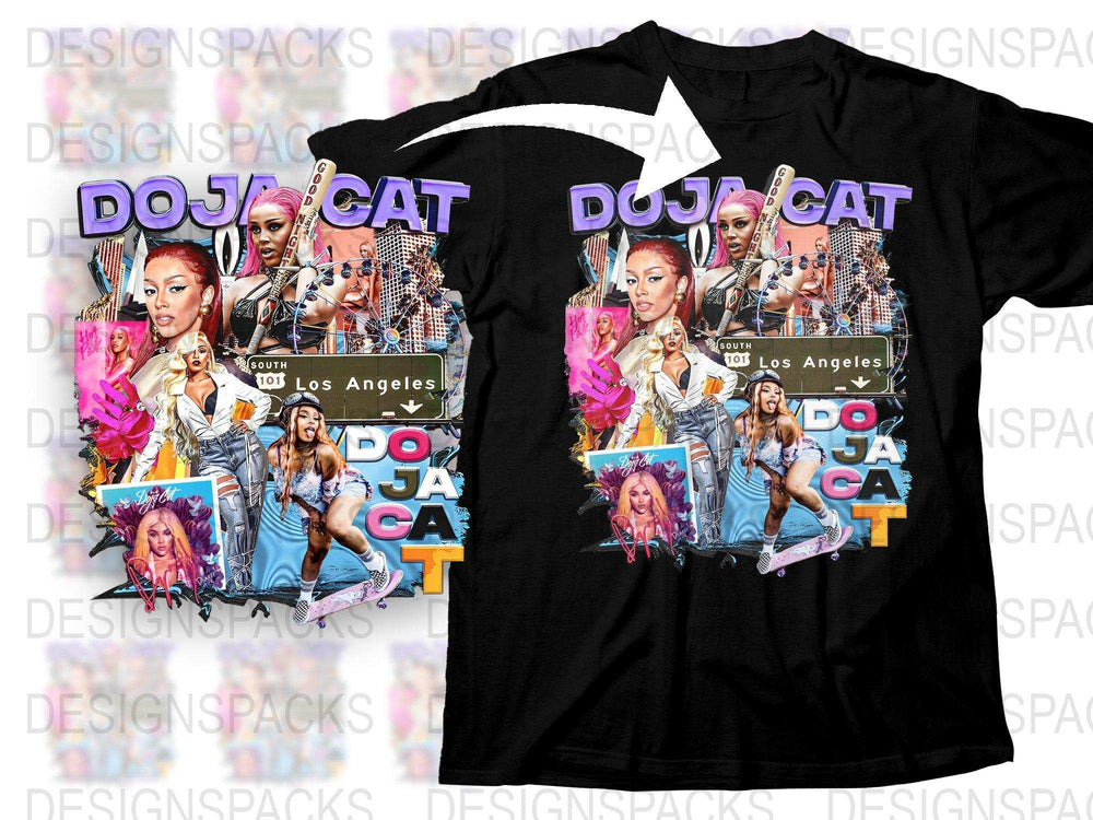 Doja Cat Graphic T-Shirt, Colorful Pop Art Style, Hip Hop Merch, Music Fan Apparel, Los Angeles Motif