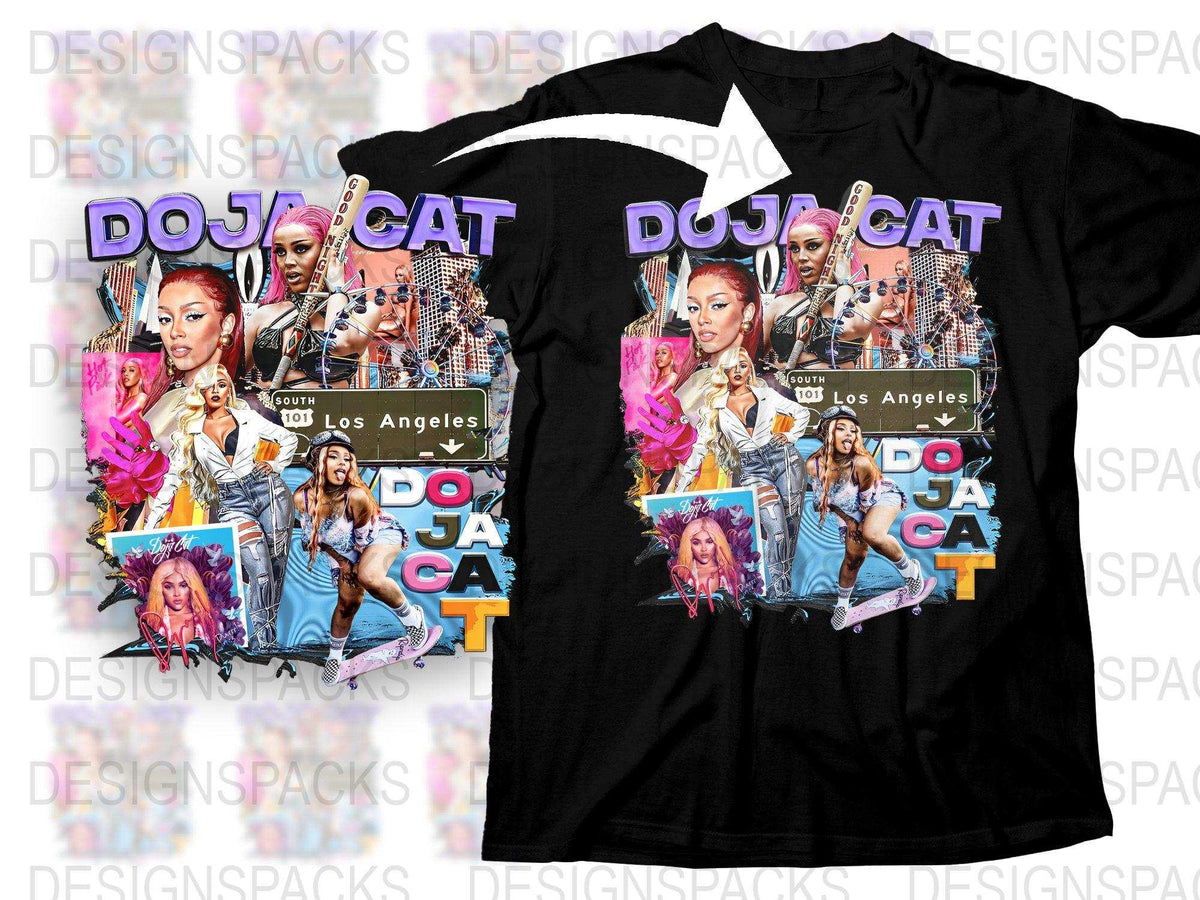 Doja Cat Graphic T-Shirt, Colorful Pop Art Style, Hip Hop Merch, Music Fan Apparel, Los Angeles Motif