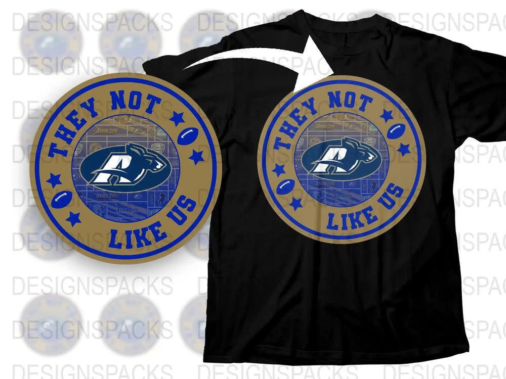 Trendy Graphic T-Shirt, 'They Not Like Us' Quote, Blue and Gold Design, Casual Streetwear Tee, Unisex Fashion Shirt