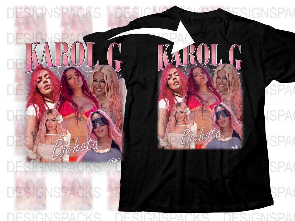 Karol G Fan T-Shirt, Bichota Graphic Tee, Pink Hair Pop Star, Music Merchandise, Concert Wear, Gift for Fans