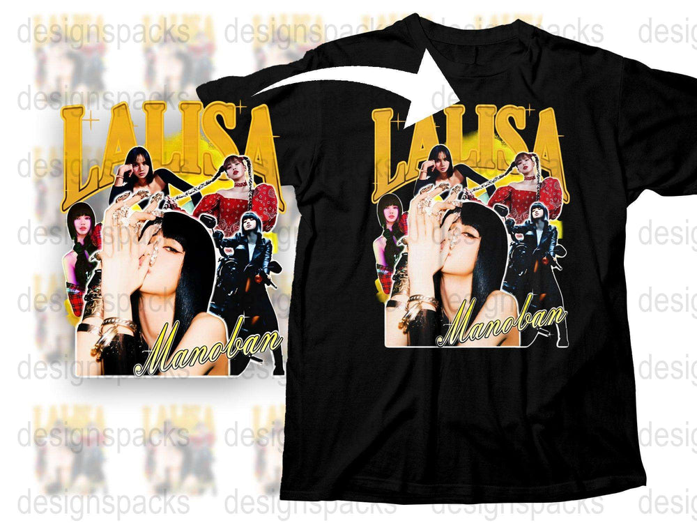 Lisa Manoban Fan T-Shirt, K-Pop Music Star Graphic Tee, Black Cotton Top, Casual Wear for Youth