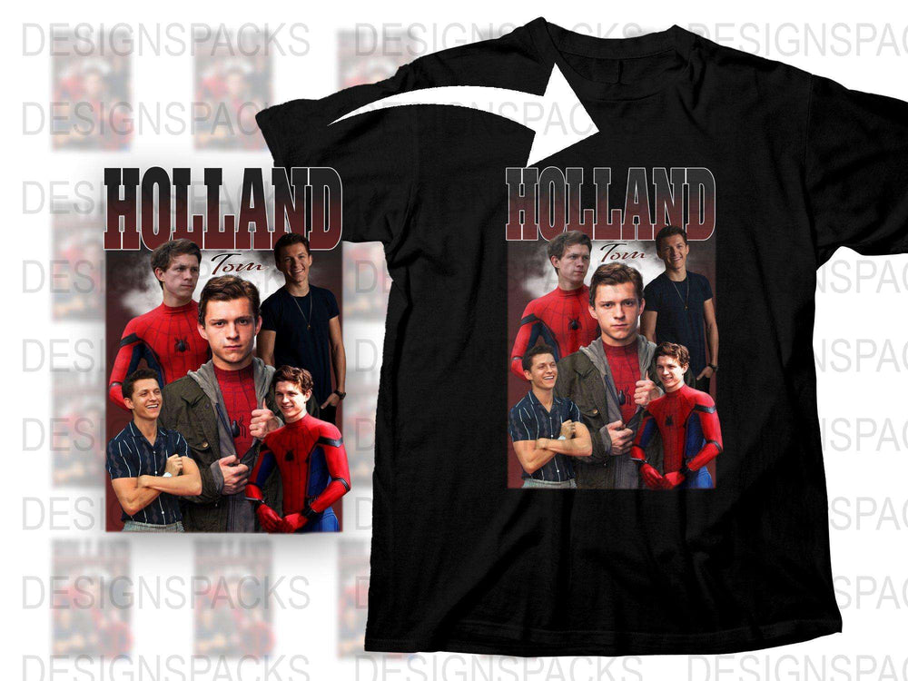 Holland Tour Graphic T-Shirt, Unisex Black Tee with Celebrity Collage, Trendy Pop Culture Shirt, Gift Idea