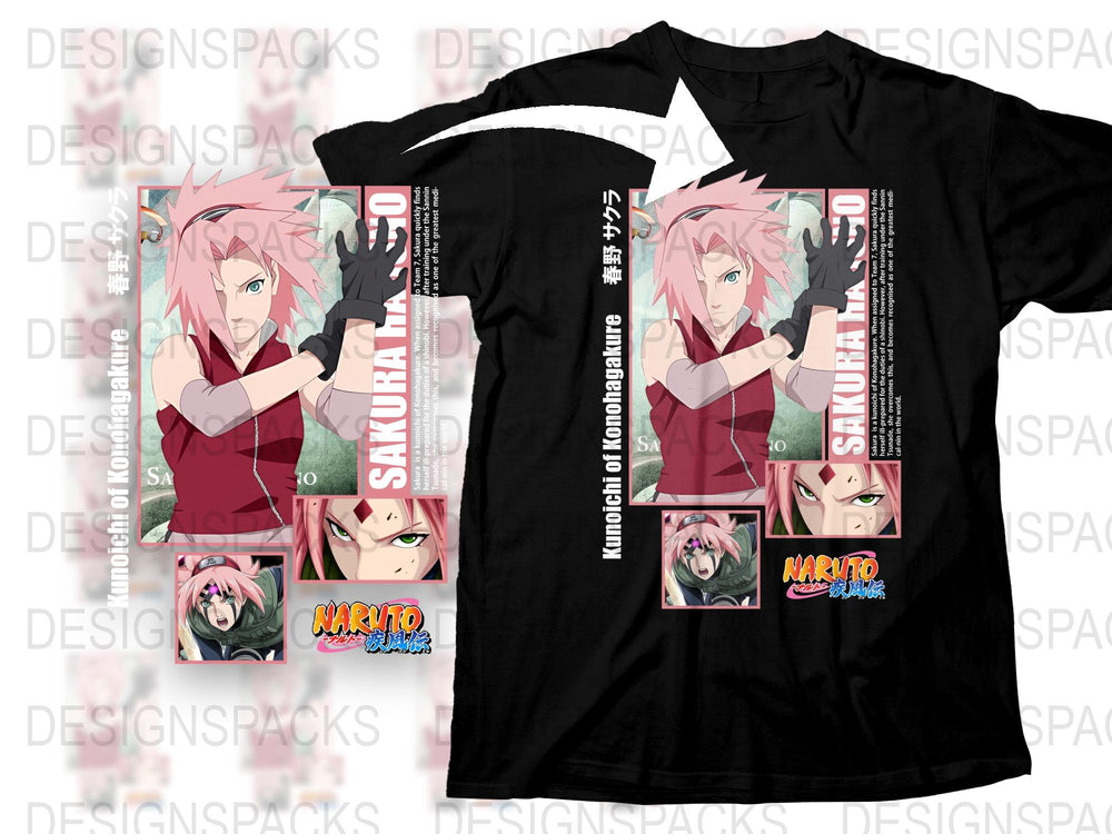 Sakura Haruno Naruto Anime T-Shirt, Japanese Manga Graphic Tee, Pink Hair Ninja Character Shirt, Otaku Apparel