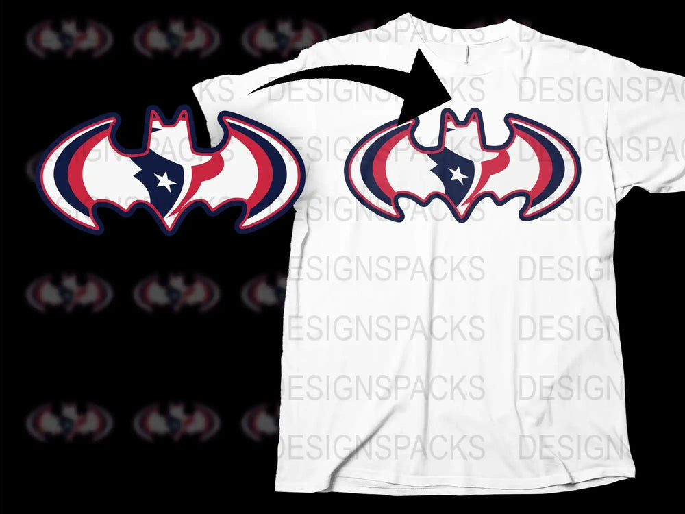 Patriotic Bat Logo T-Shirt, American Flag Inspired Graphic Tee, Unisex White Casual Wear