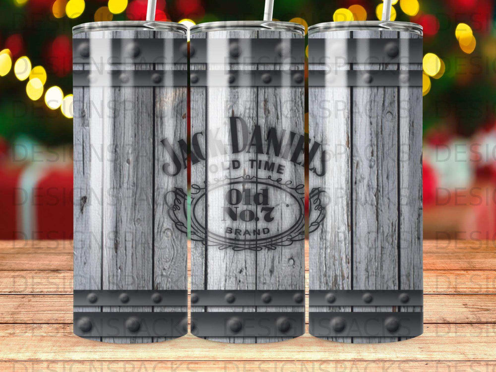 Jack Daniel's Old No. 7 brand whiskey tumbler with barrel design.