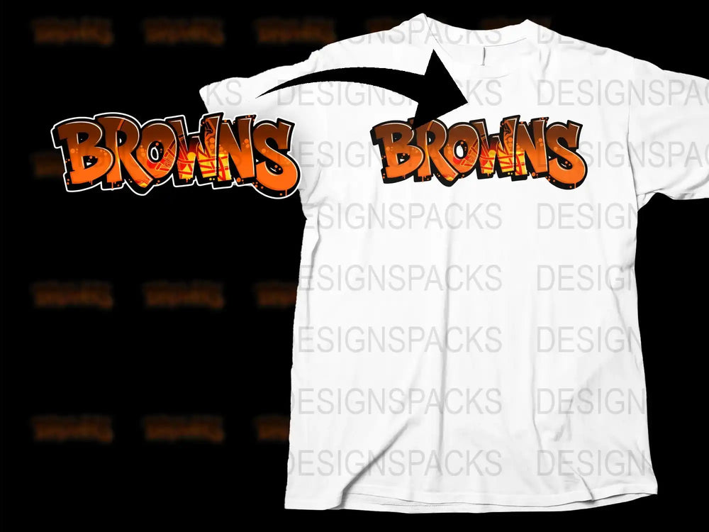 Cleveland Browns Inspired T-Shirt, Orange Text Graphic, NFL Fan Apparel, Casual Sports Tee