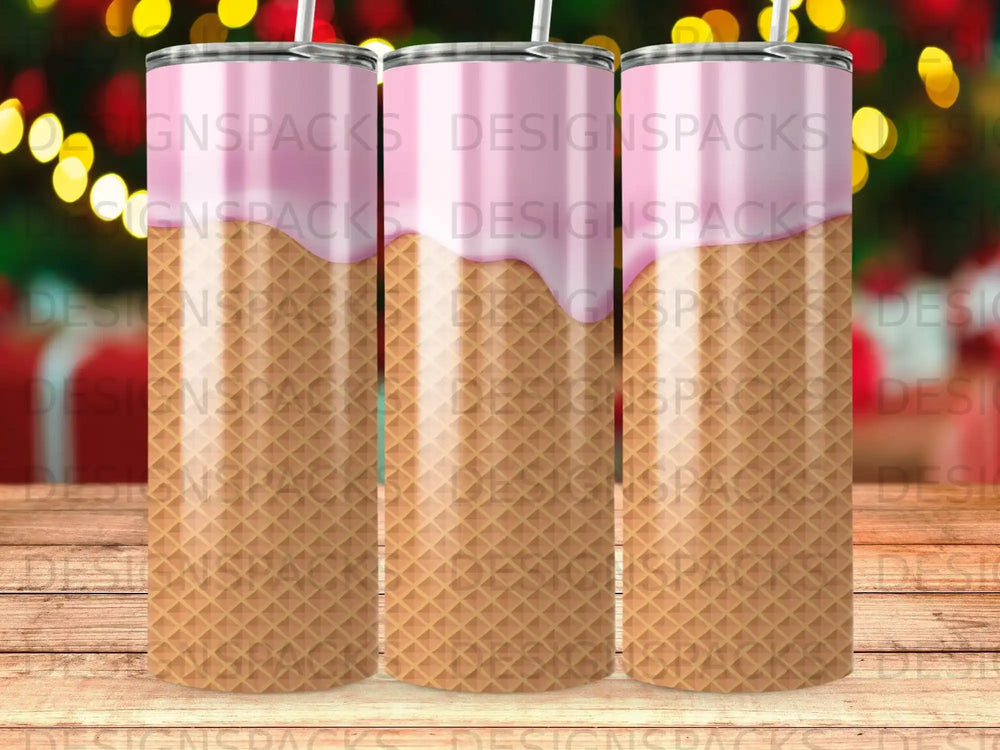 Pink Drip Waffle Cone Pattern Sweet Tumbler Design product type