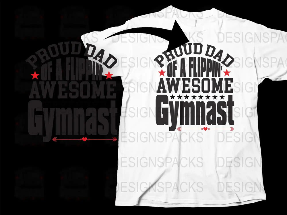 Proud Dad of a Gymnast T-Shirt, Awesome Gymnast Father Gift, Men's Gymnastics Parent Tee, Supportive Sports Dad Apparel