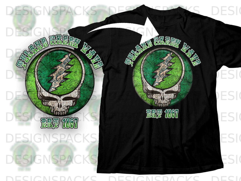 Vintage Skull With Lightning Circle Graphic Shirt
