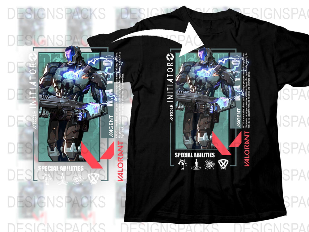 Valorant Agent Neon Graphic T-Shirt, Cool Gaming Apparel, Special Abilities Design, Cyborg Style Tee, Gamer Gift Idea