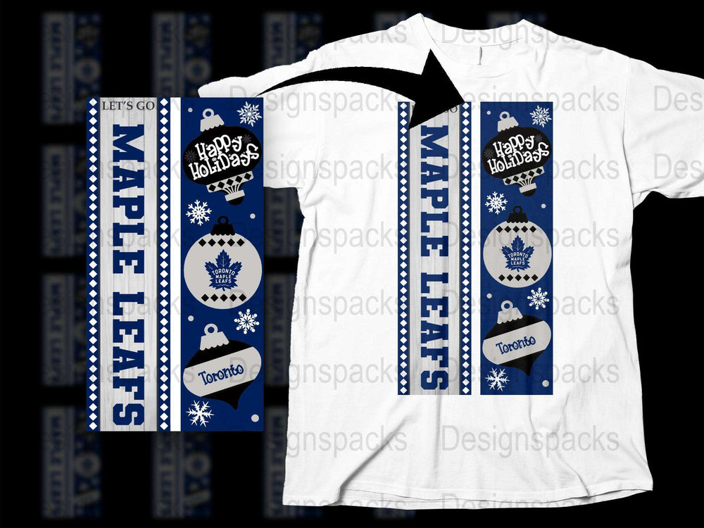 Toronto Maple Leafs Holiday Scarf and T-Shirt Combo, Happy Holidays Design, Winter Apparel