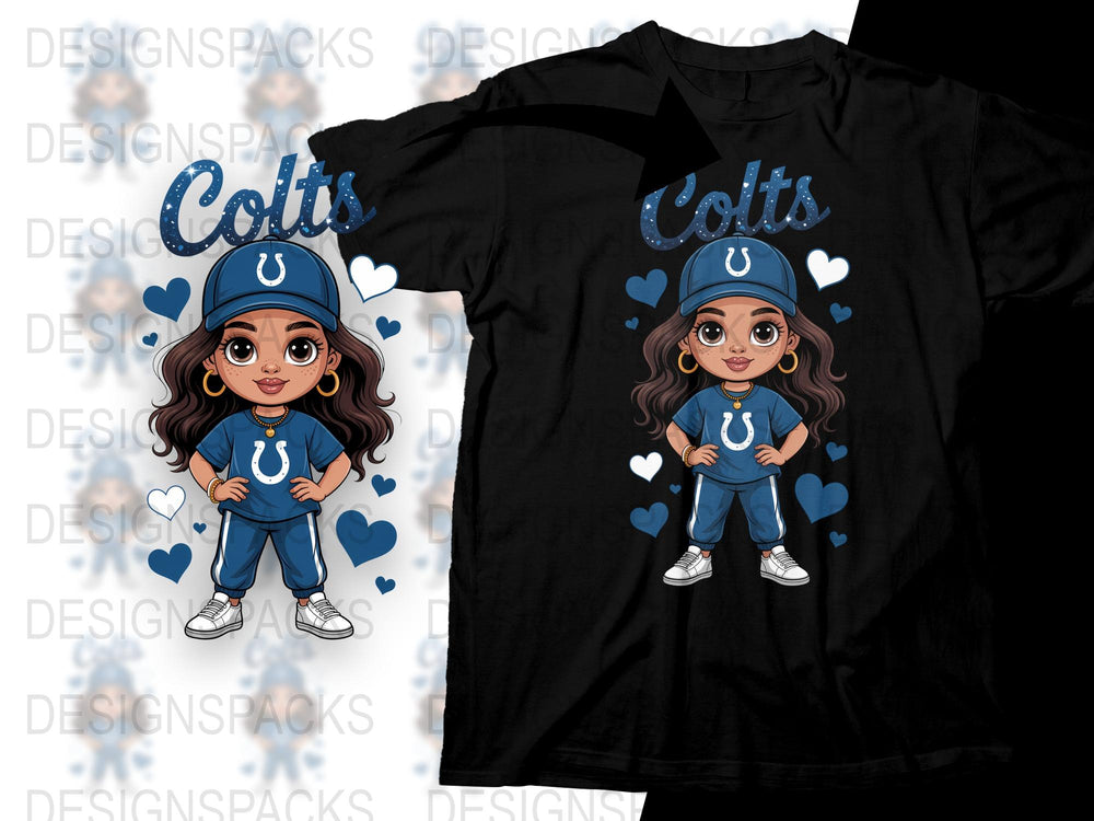 Indianapolis Colts Fan T-Shirt, Cute Cartoon Character, Youth and Adult Sizes, Sports Apparel, Team Spirit Shirt, Football Season Wear