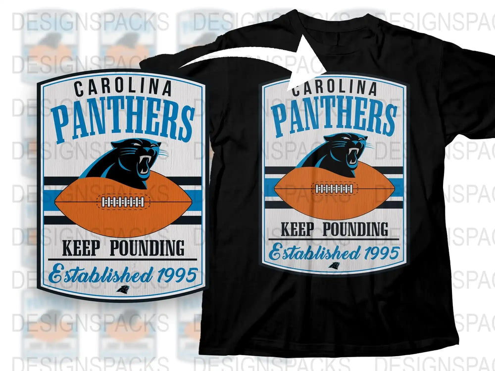 Carolina Panthers T-Shirt, Keep Pounding, NFL Football Team, Fan Apparel, Established 1995, Gift Idea