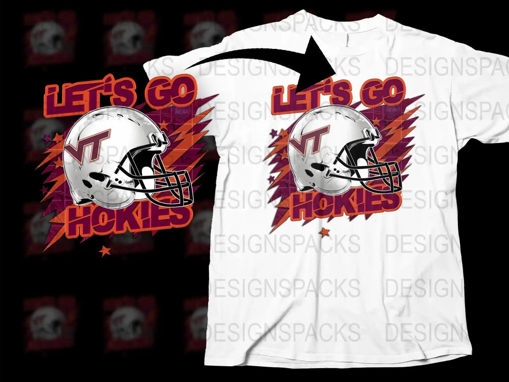 Virginia Tech Hokies Football T-Shirt, Let's Go Hokies Graphic Tee, College Sports Fan Apparel