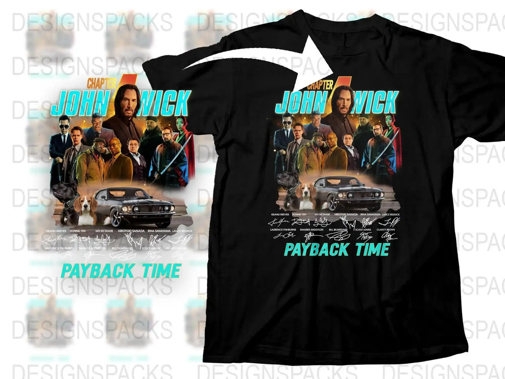 John Wick Movie Graphic T-Shirt, Payback Time, Chapter 3 Parabellum Tee, Action Film Fan Merchandise, Collector's Item, Cool Gift Idea