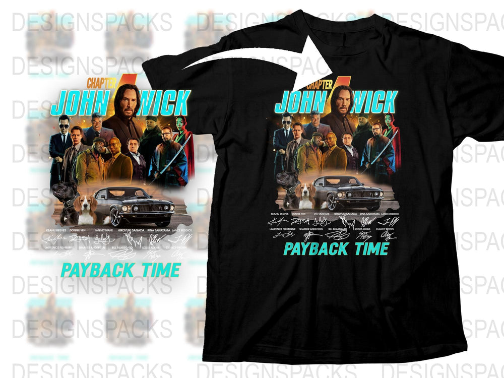 John Wick Movie Graphic T-Shirt, Payback Time, Chapter 3 Parabellum Tee, Action Film Fan Merchandise, Collector's Item, Cool Gift Idea