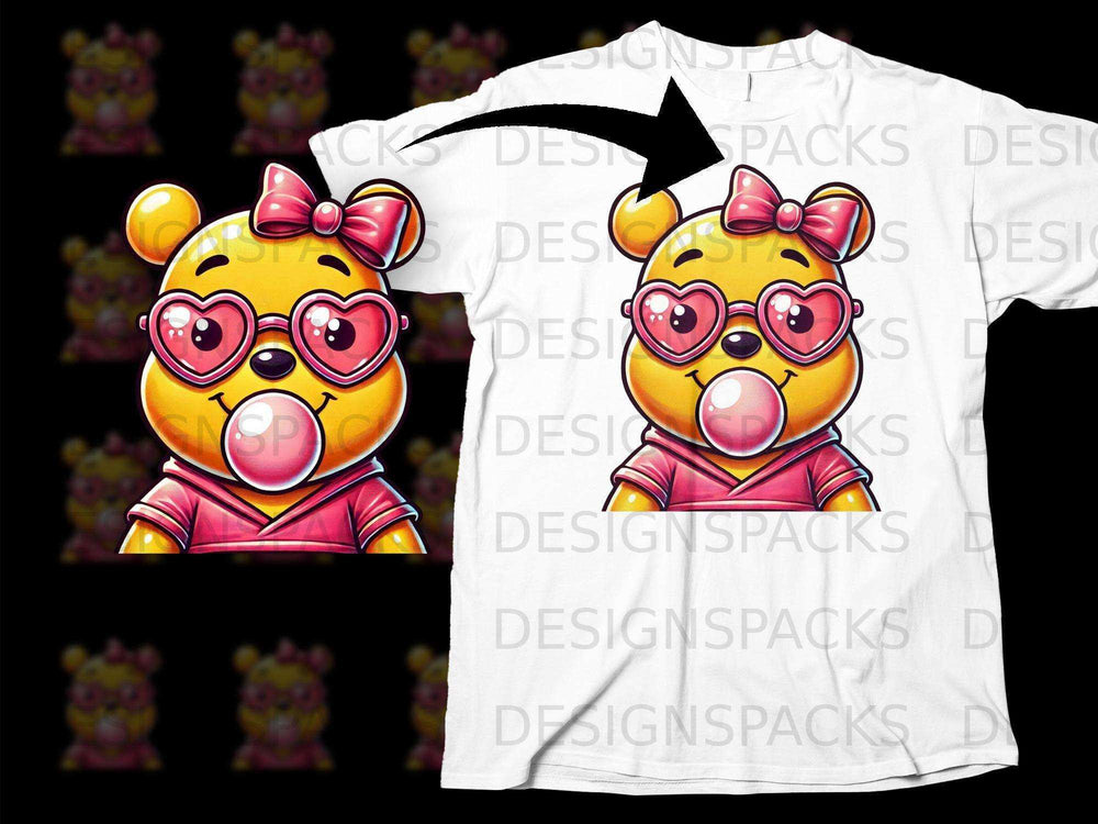 Cute Bear with Heart Glasses T-shirt Design Product
