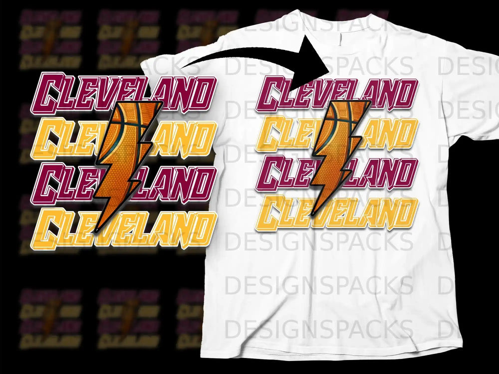 Cleveland Basketball Lightning Design Shirt