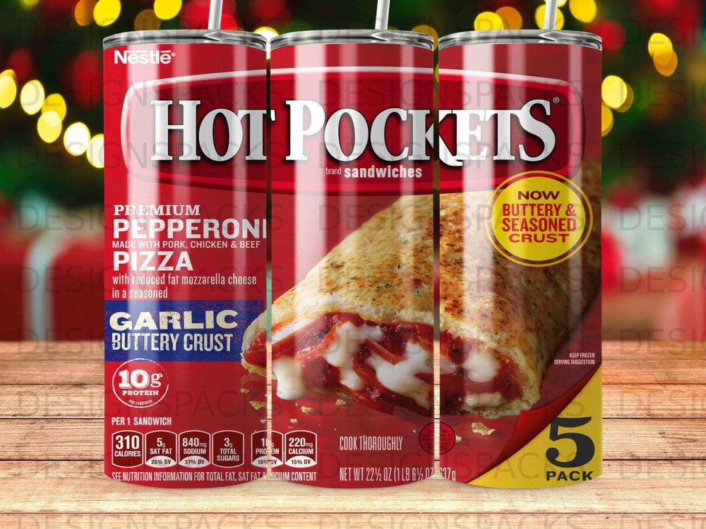 Hot Pockets Pepperoni Garlic Butter Crust sandwiches with 10g protein, 5 pack.