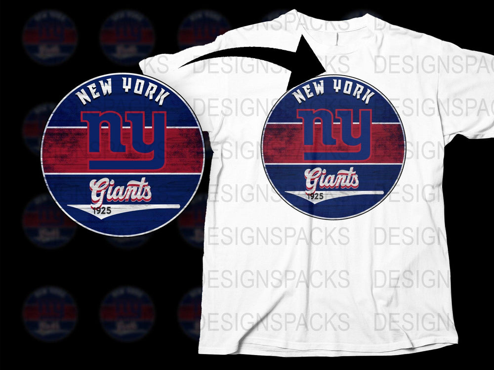 New York NY Giants Inspired T-Shirt, Distressed Vintage Style, Football Fan Apparel, Unisex Sports Tee