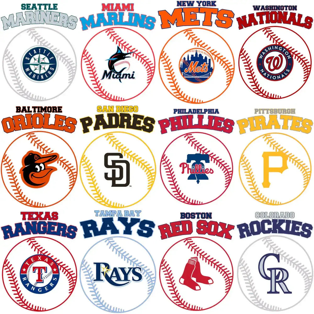 28 Baseball Teams Ball Line Logo Designs Bundle PNG