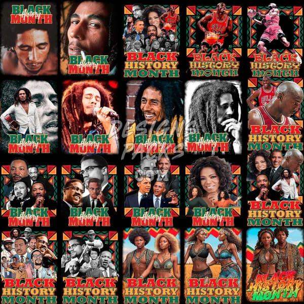 Black History Month designs for DTF, DTG, embroidery & tumbler wraps – print-ready PNG, SVG, PES