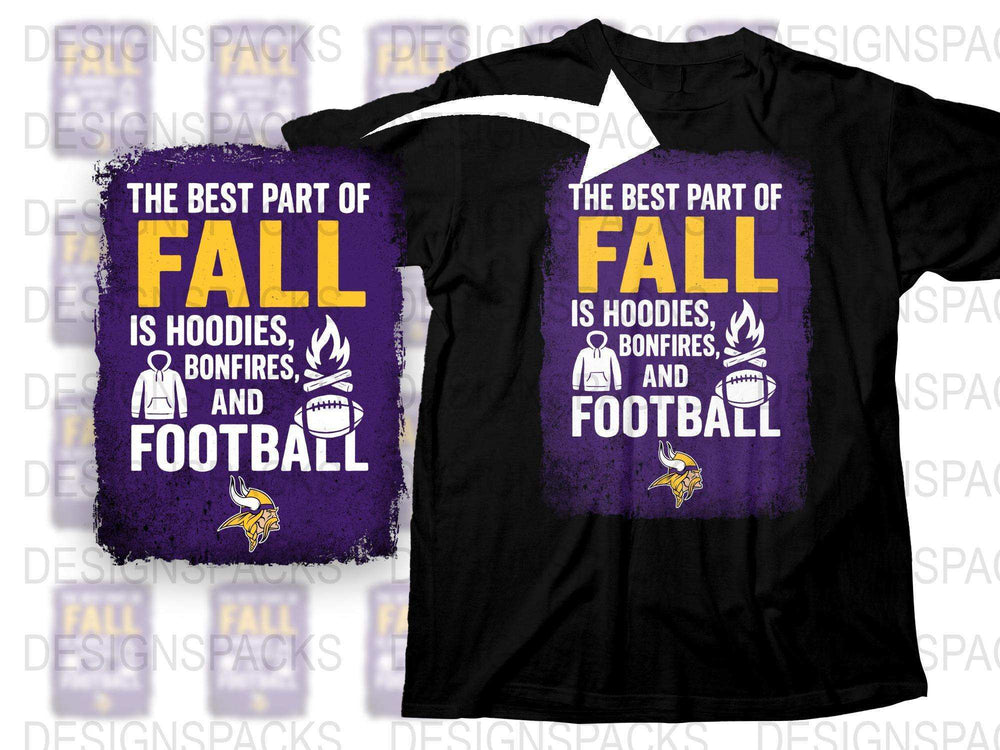 Fall Season Graphic T-Shirt, Best Part of Fall Hoodies, Bonfires and Football Design, Purple Tee