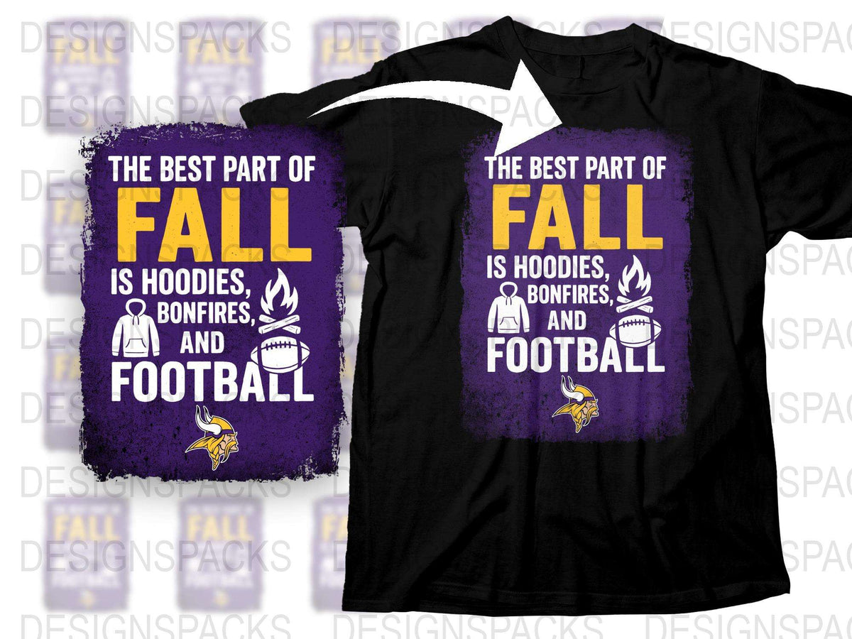Fall Season Graphic T-Shirt, Best Part of Fall Hoodies, Bonfires and Football Design, Purple Tee