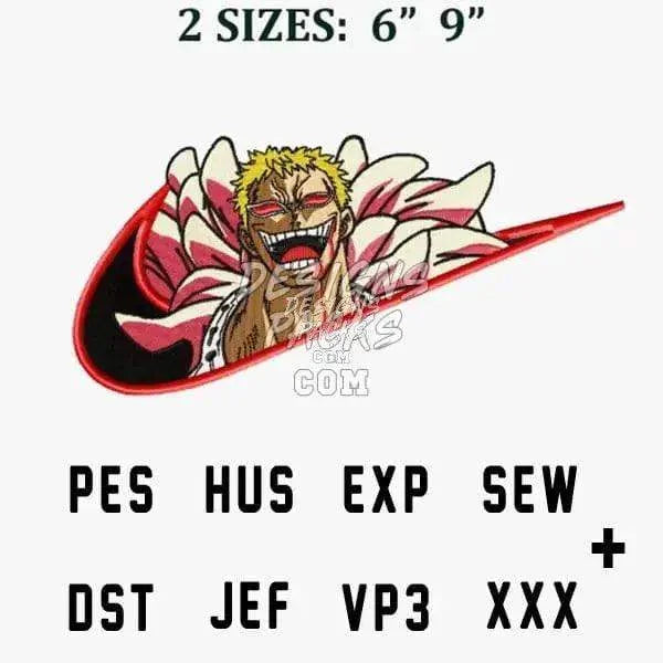 Doflamingo One Piece Swoosh Sport Anime Embroidery Design