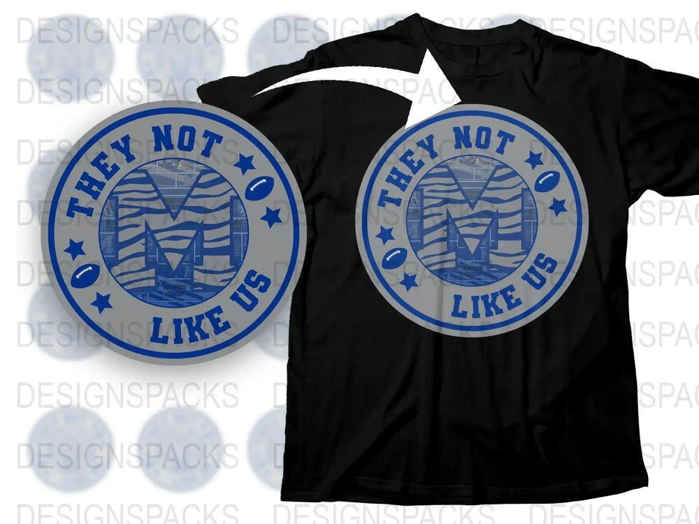 'They Not Like Us' Quote T-Shirt, Blue and White Graphic Tee, Unique Slogan, Unisex Fashion Shirt