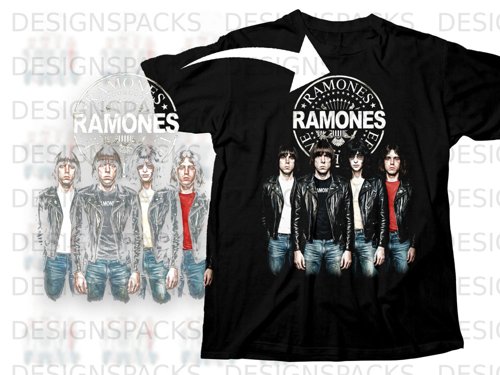 Black Ramones t-shirt featuring the band members and their logo.