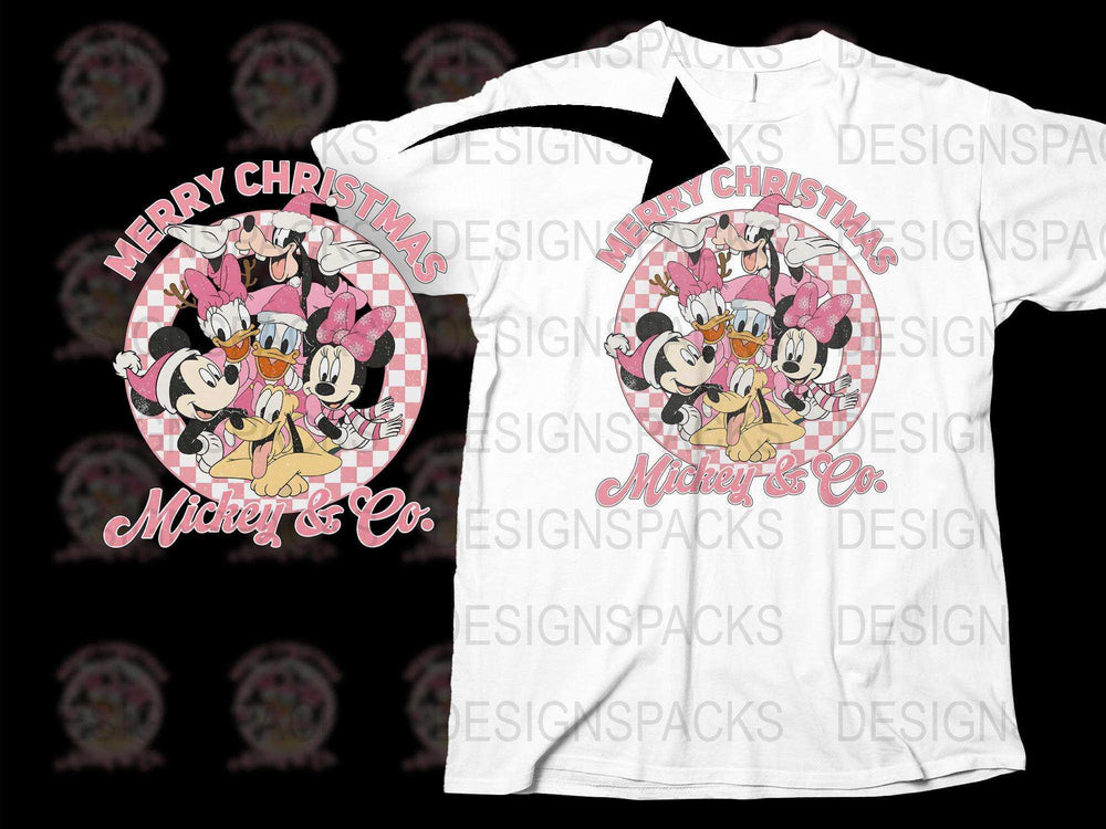 Merry Christmas Mickey and Co Shirt, Disney Mickey Minnie Holiday Tee, Festive Disney Family Matching Apparel, Cartoon Christmas Gift