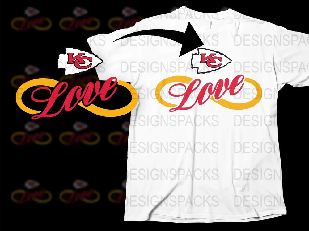 Kansas City Themed Love T-Shirt, Red and Gold KC Heart Graphic Tee, Unisex Sports Fan Apparel