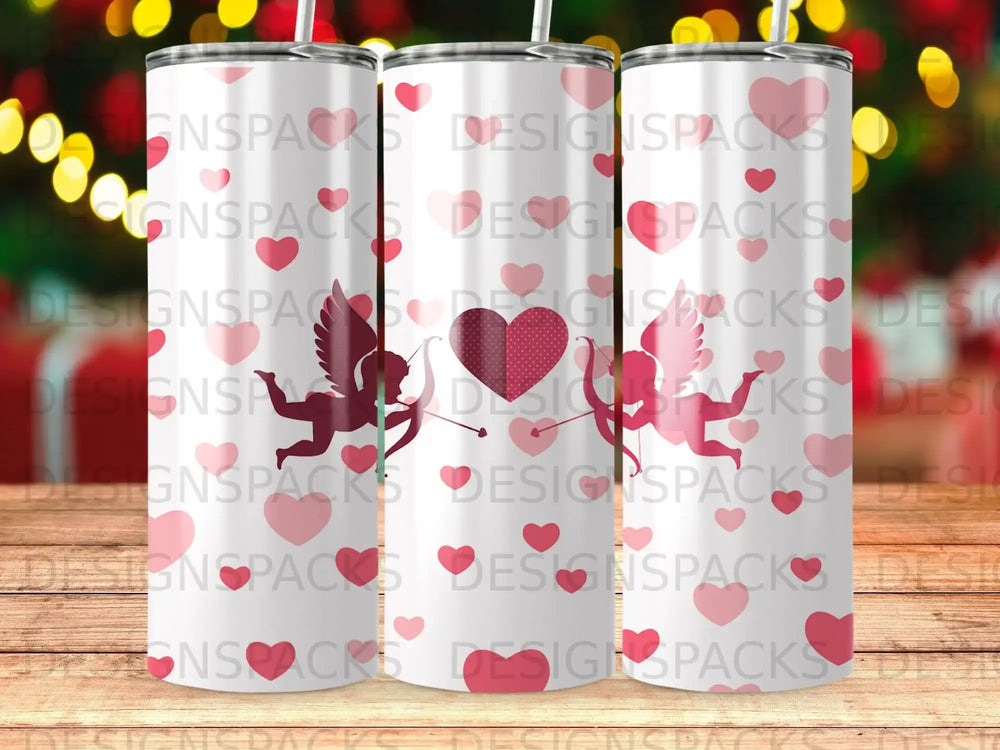 Sweetheart Cupid Arrow Hearts Pattern Tumbler product type