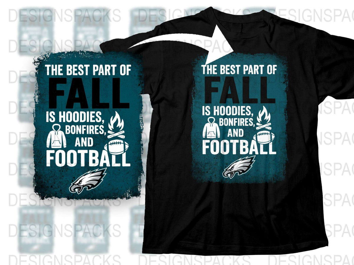Fall Season Sports T-Shirt Hoodie Combo, Bonfires and Football Graphic Tee, Philadelphia Team Inspired Apparel