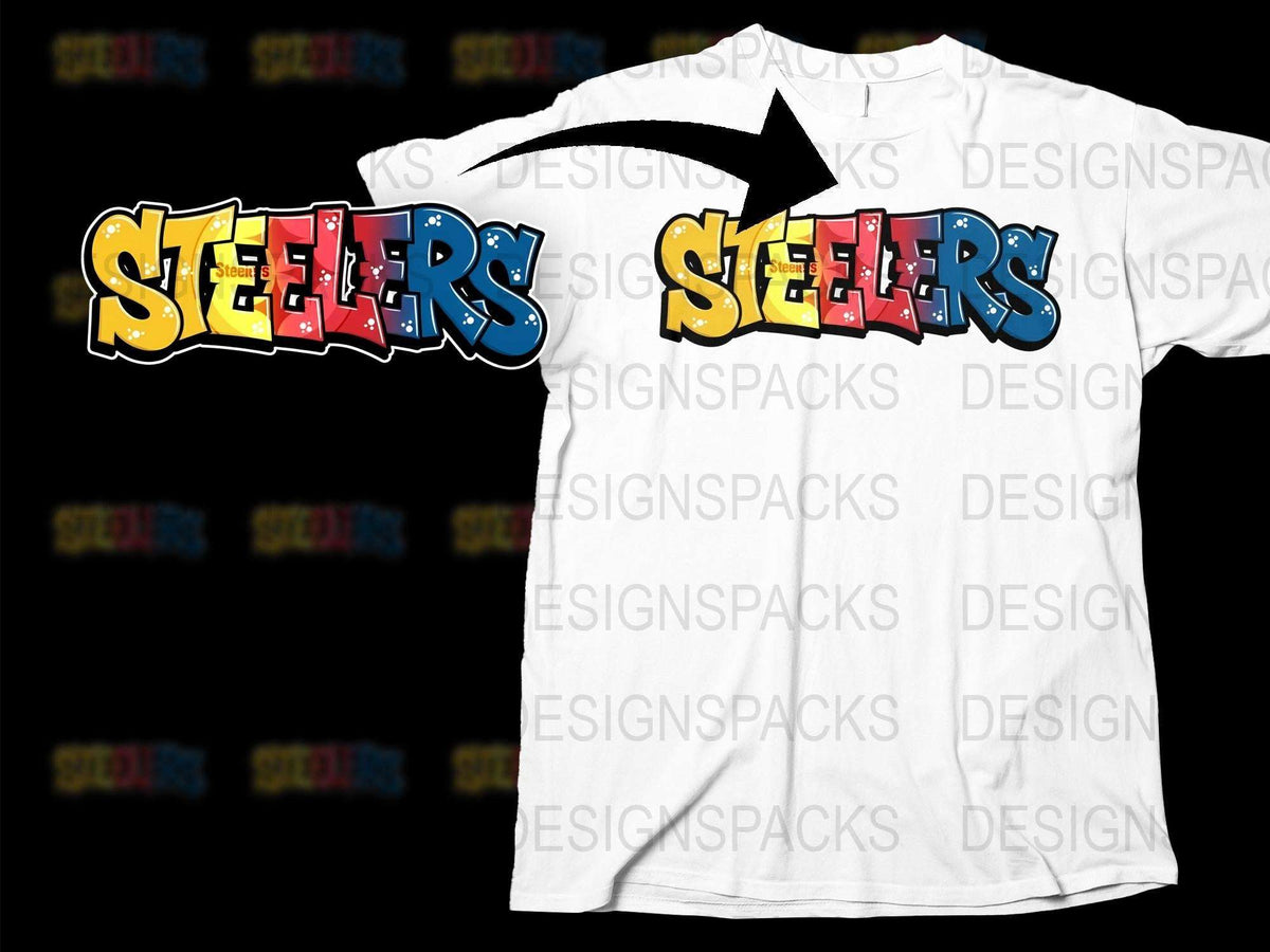 Vintage Steelers T-Shirt, Retro Comic Book Style Text, Bold Colorful Men's Tee