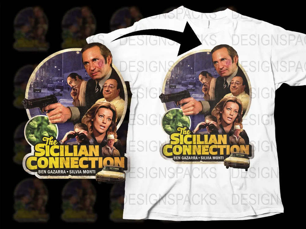 Vintage Sicilian Connection Movie T-Shirt, Ben Gazzara Graphic Tee, Retro Film Poster Design, Collector's Item, Unisex Fashion