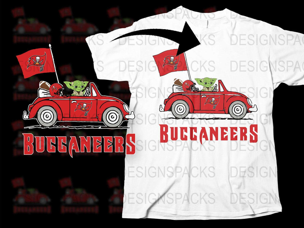 Vintage Buccaneers Car Graphic T-Shirt, Red Classic Car Tee, Retro Football Fan Apparel