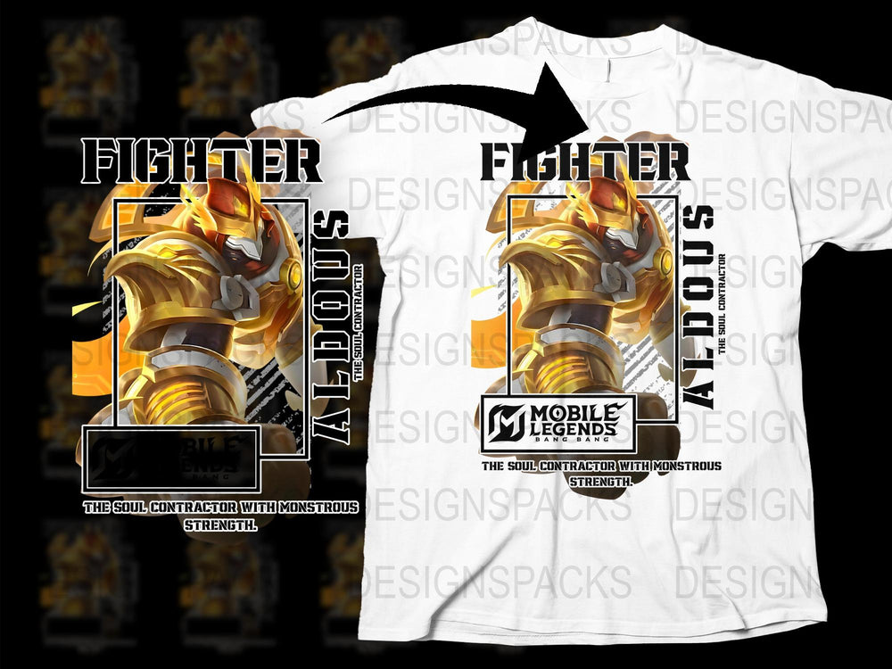 Mobile Legends Fighter T-Shirt, Gaming Graphic Tee, Soul Contractor Strength, Men's White Shirt