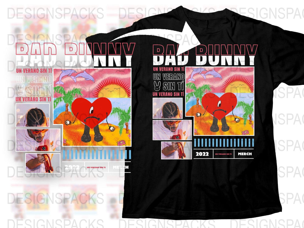 Bad Bunny Un Verano Sin Ti Album Art T-Shirt, Black Graphic Tee, Music Merch 2022