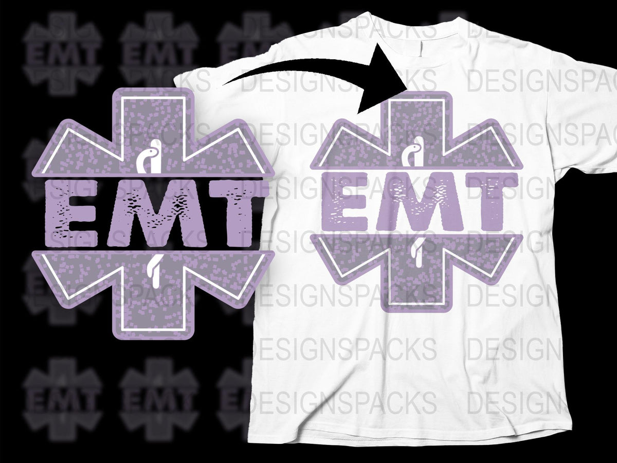 EMT T-Shirt, Paramedic Star of Life Design, Purple Camouflage, Medical Technician Gift, Rescue Service Apparel, Unisex Tee