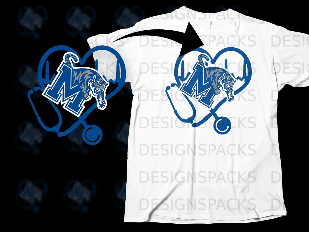 University Pride Graphic Tee With Heart and Tiger Design