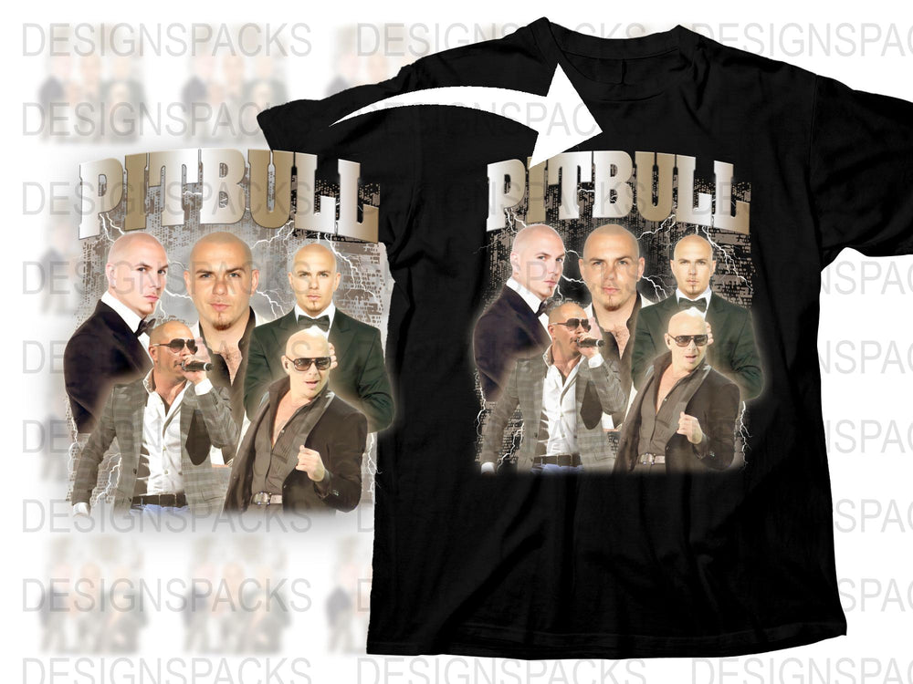 Pitbull Graphic T-Shirt, Pop Music Fan Merch, Hip Hop Rapper Tee, Black Cotton Shirt, Unisex Music Apparel