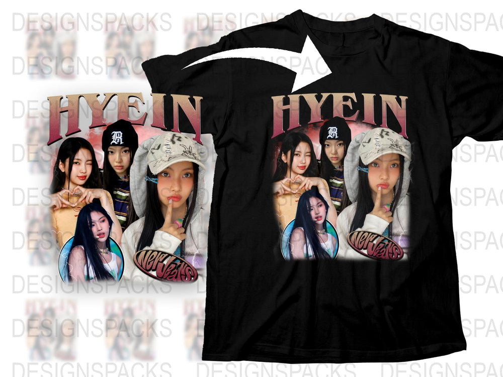 Kpop Graphic Tee, Hyein Fan T-Shirt, Stylish All-Over Print, Casual Streetwear, Trendy Music Merch, Soft Cotton Top