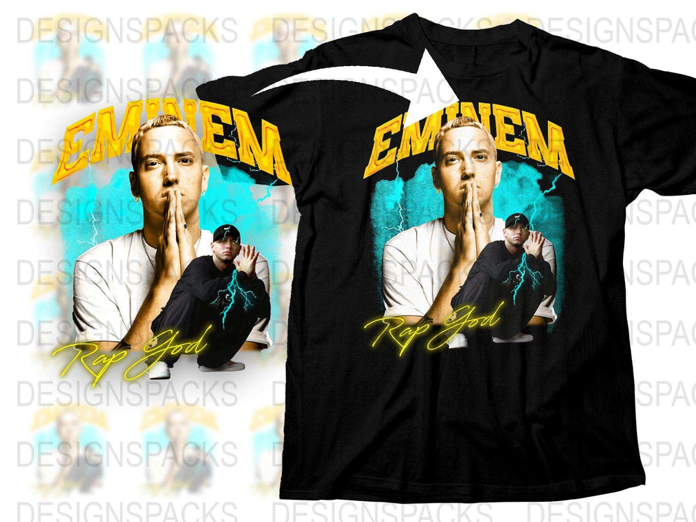 Eminem Rap God Graphic T-Shirt, Vintage Hip Hop Tee, Black Cotton Shirt, Music Fan Apparel, Gift for Music Lovers