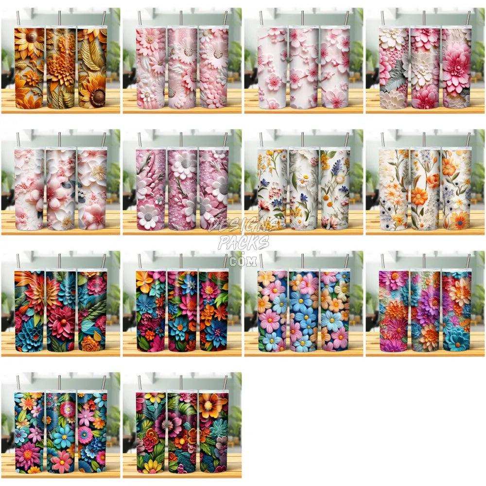 29 3D Embroidered Flowers Tumbler Wrap Bundle Jpg