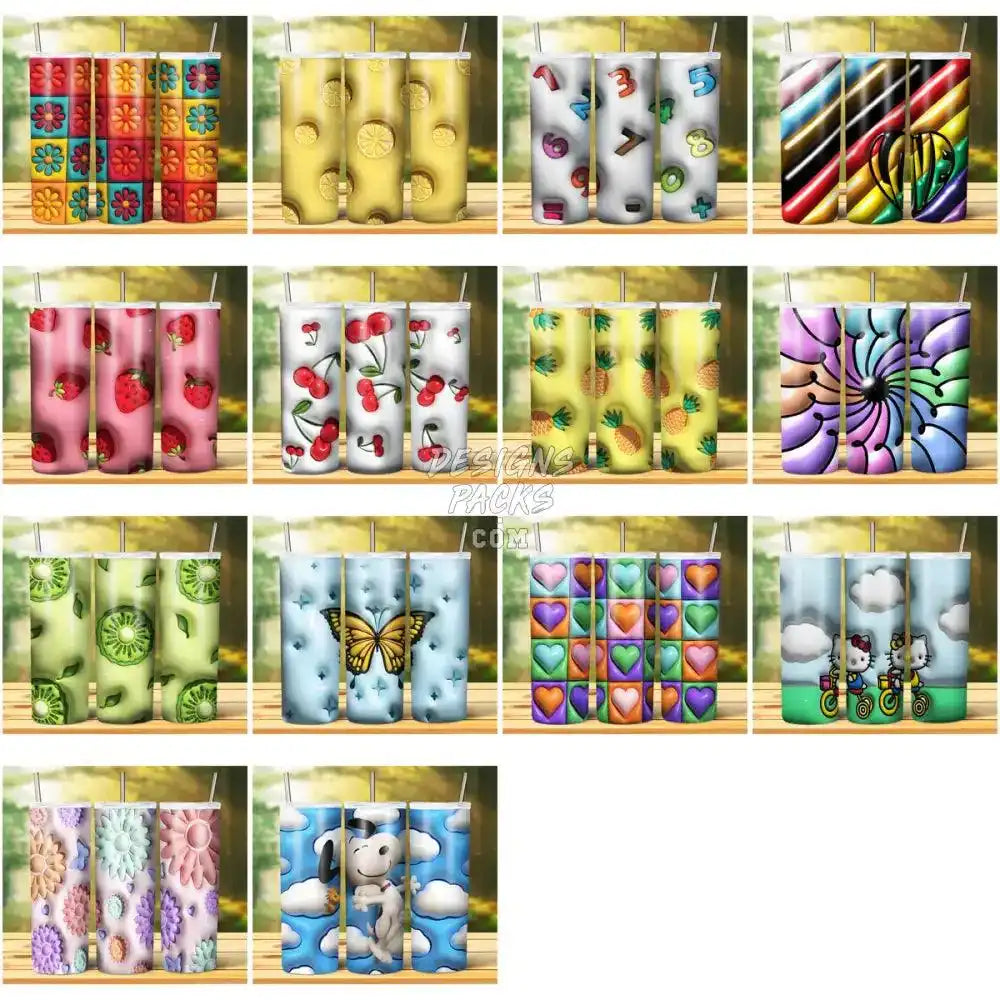29 3D Inflated Cartoon Tumbler Wrap Bundle Jpg